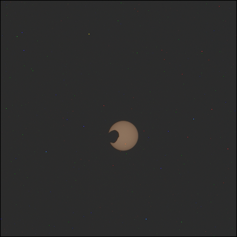 Mars' moon Phobos passes in front of the sun in this image captured Feb. 8 by NASA's Perseverance rover.