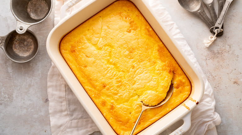 spoonbread in baking dish