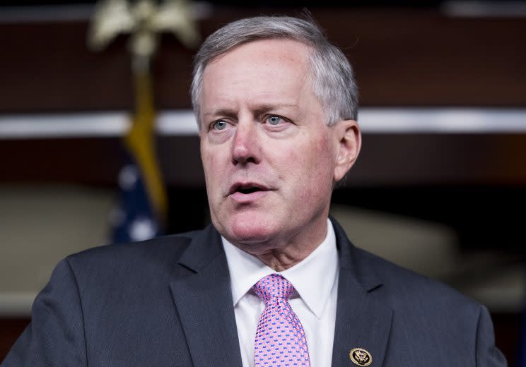 Rep. Mark Meadows, R-N.C., chair of the House Freedom Caucus, speaks at a news conference on replacing the Affordable Care Act in February. (Photo By Bill Clark/CQ Roll Call)