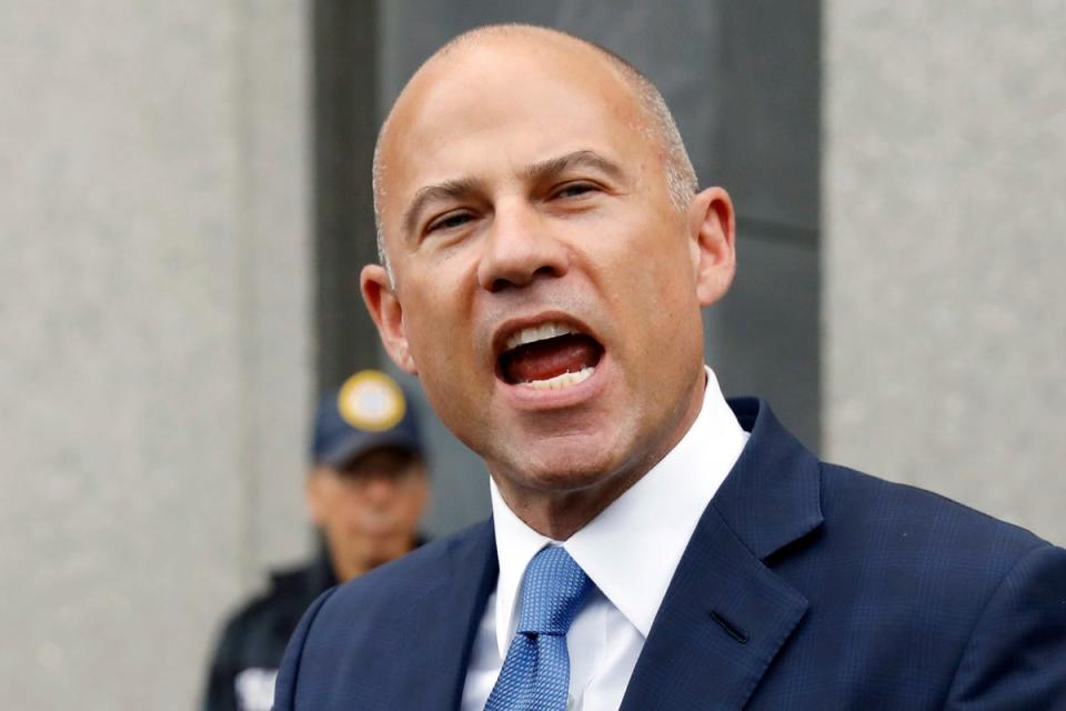 Michael Avenatti makes a statement to the press as he leaves federal court in New York in June 2019 (AP)