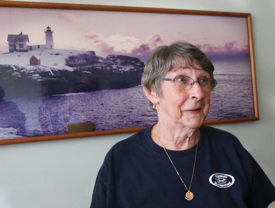 Norma Clark, owner of Norma's Restaurant in York is honored by the Committee for Veterans' Affairs of York for her support of veterans in the town and Seacoast area.