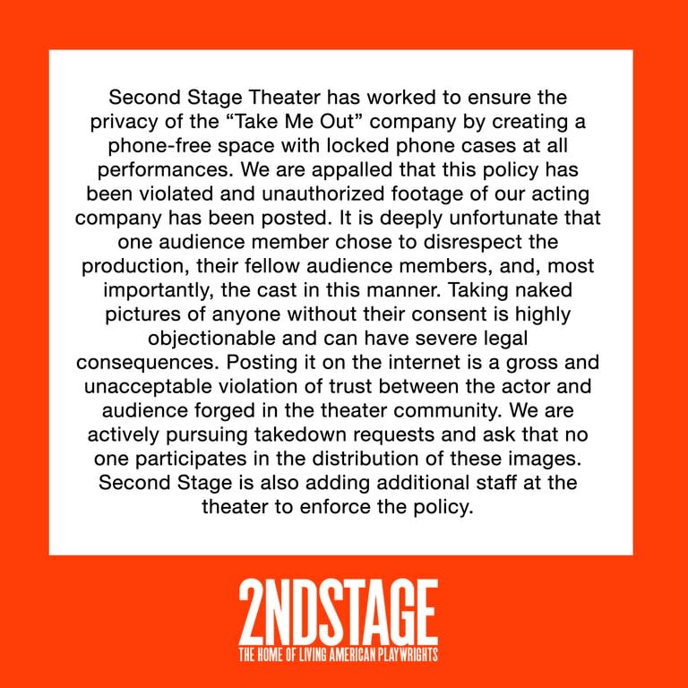 El comunicado del teatro donde se presenta la obra de Jesse Williams (Foto: Twitter @2STNYC)