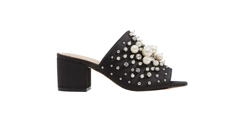 <p>Pearls, $90, <a rel="nofollow noopener" href="https://www.aldoshoes.com/us/en_US/women/footwear/sandals/Pearls-Black/p/51115799-94" target="_blank" data-ylk="slk:aldoshoes.com;elm:context_link;itc:0;sec:content-canvas" class="link ">aldoshoes.com</a> </p>