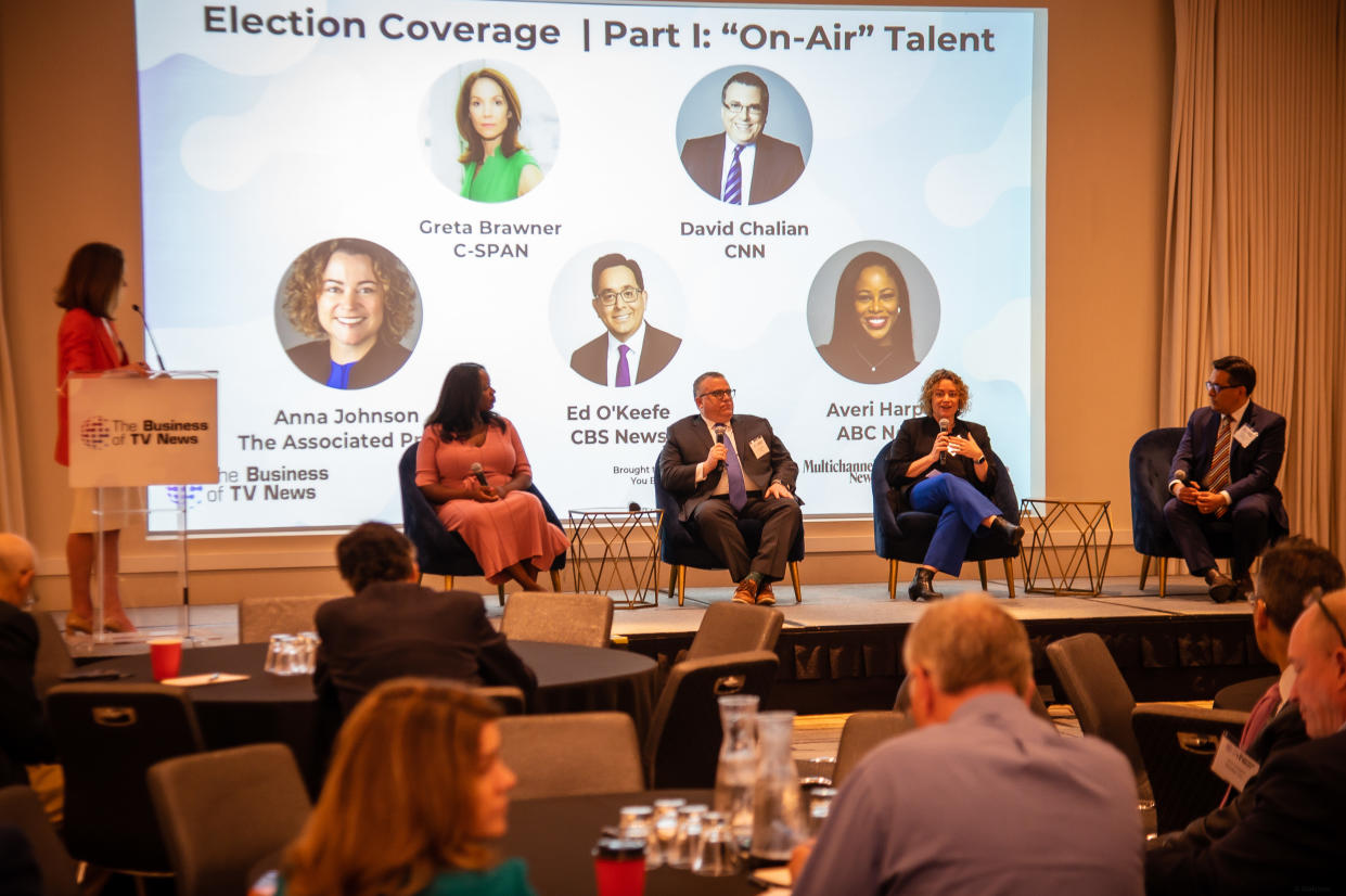  Panel led by C-SPAN including ABC, AP, CBS, CNN officials at The Business of TV News event on May 2. Photo by Marc Robert Jeanniton for Future B2B. . 