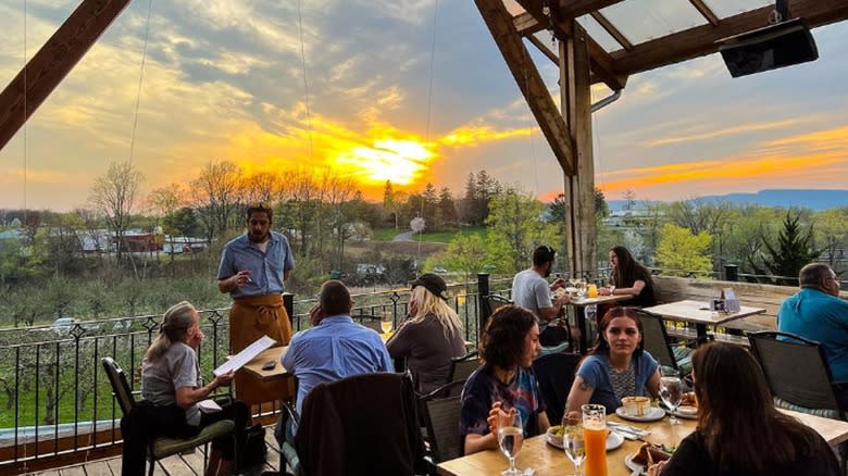 restaurant patio at sunset