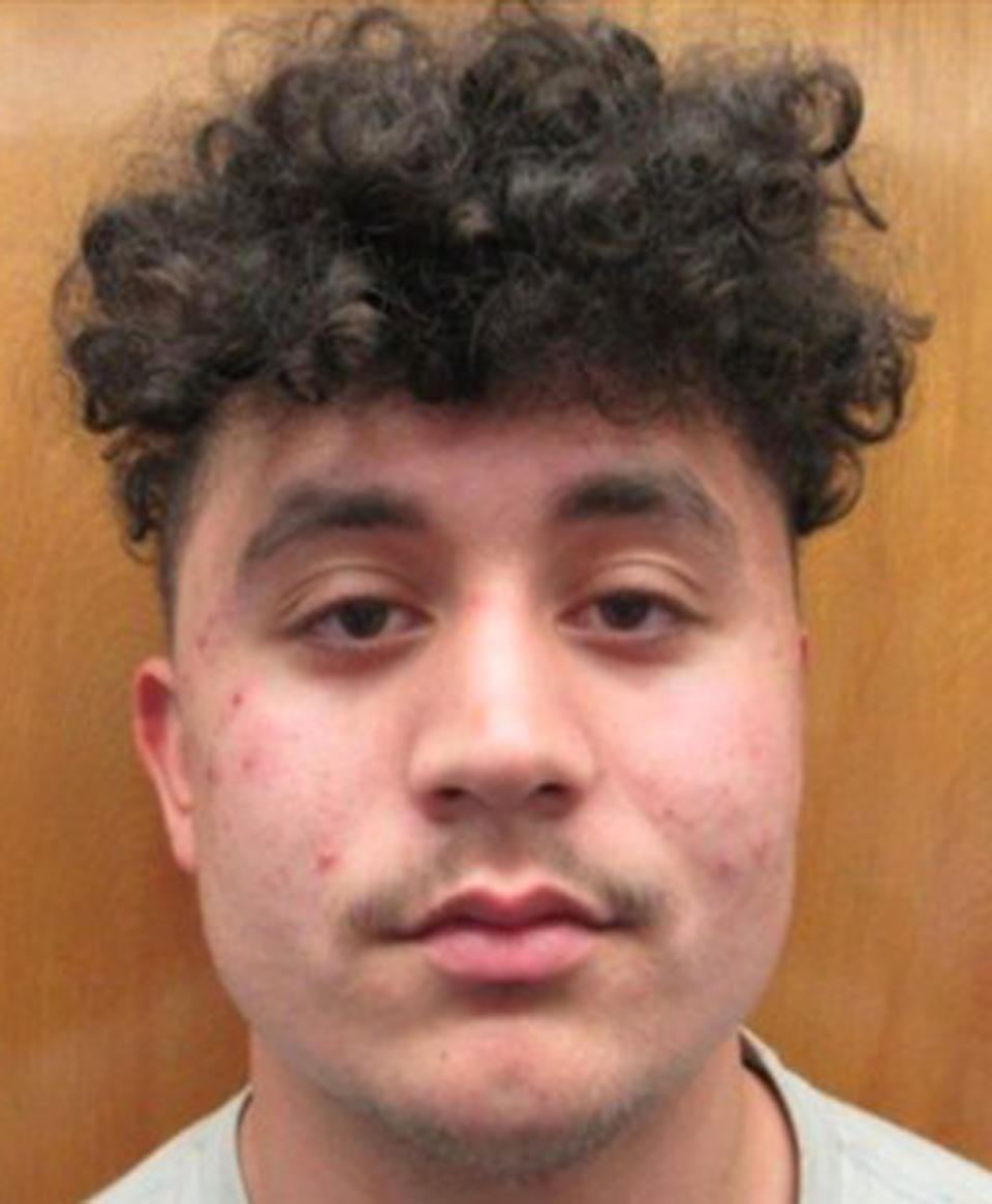 This undated photo provided by the Josephine County Sheriff's Office shows Adrian Ochoa. Police in Grants Pass, Ore., arrested Ochoa, 19, and another teen suspected in a pumpkin-fueled crime spree, marking an end to weeks of splattered gourds and shattered car windows across the southern Oregon town. (Josephine County Sheriff's Office via AP)