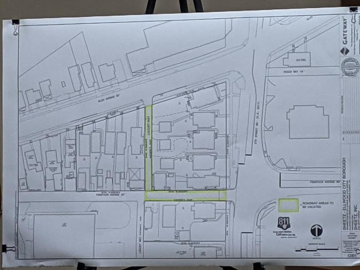 Council previously agreed to vacate what is marked in yellow, which are portions of Locust Way and Fountain Avenue, for the Sheetz.