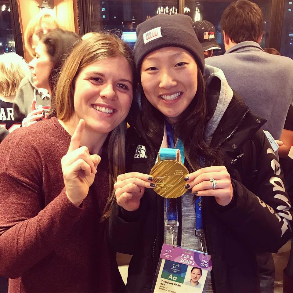 <p>marissacbrandt: What’s yours is mine right @hannahbrandt22?? Gold medal ✔️ so proud of my sister and #teamusa! What a game! <br> (Photo via Instagram/marissacbrandt) </p>