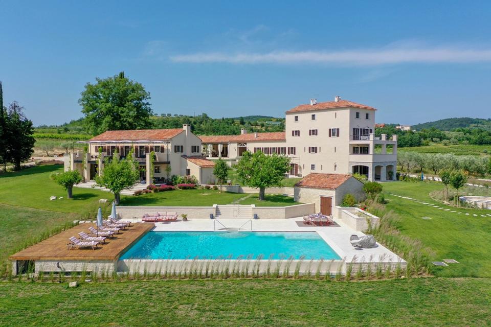 The exterior and pool at Villa Stancija Baracija in Croatia
