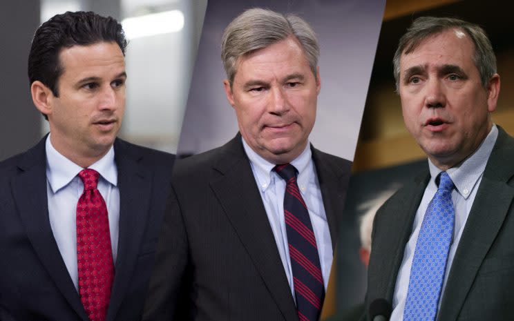 Brian Schatz, Sheldon Whitehouse, Jeff Merkley. (Photos: Bill Clark/CQ Roll Call/Getty Images, Manuel Balce Ceneta/AP, Mark Wilson/Getty Image)