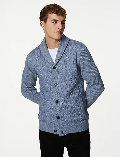 M&S Collection Cable Shawl Collar Cardigan. PHOTO: M&S