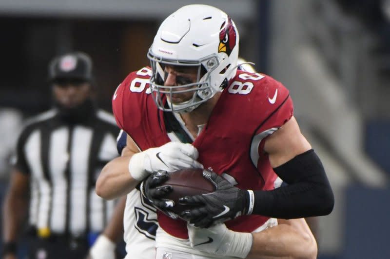 Arizona Cardinals tight end Zach Ertz is a Top 10 fantasy football play in Week 3. File Photo by Ian Halperin/UPI