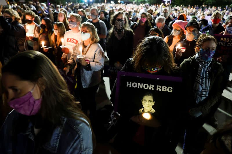 Vigil following the death of Supreme Court Justice Ruth Bader Ginsburg in Washington