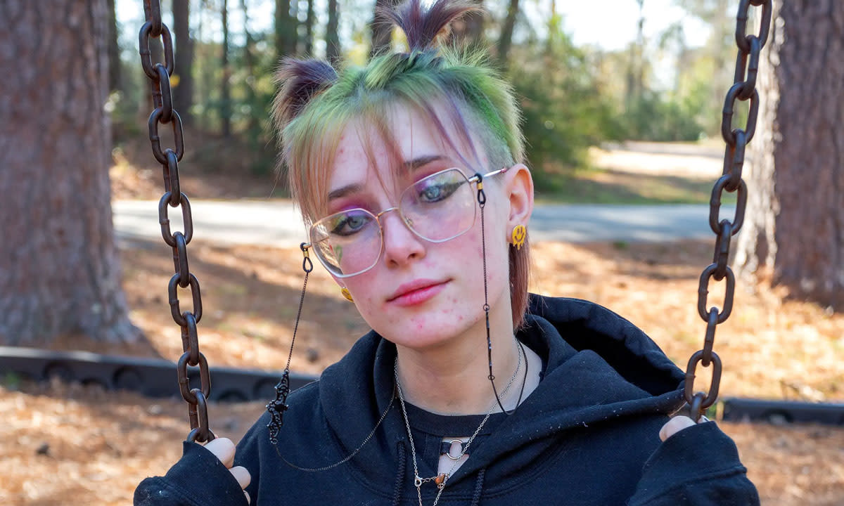 This is a photo of 17-year-old Georgia DeVries at a park.