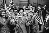 <p>No flag went unwaved on V-E Day in London's Piccadilly.</p>