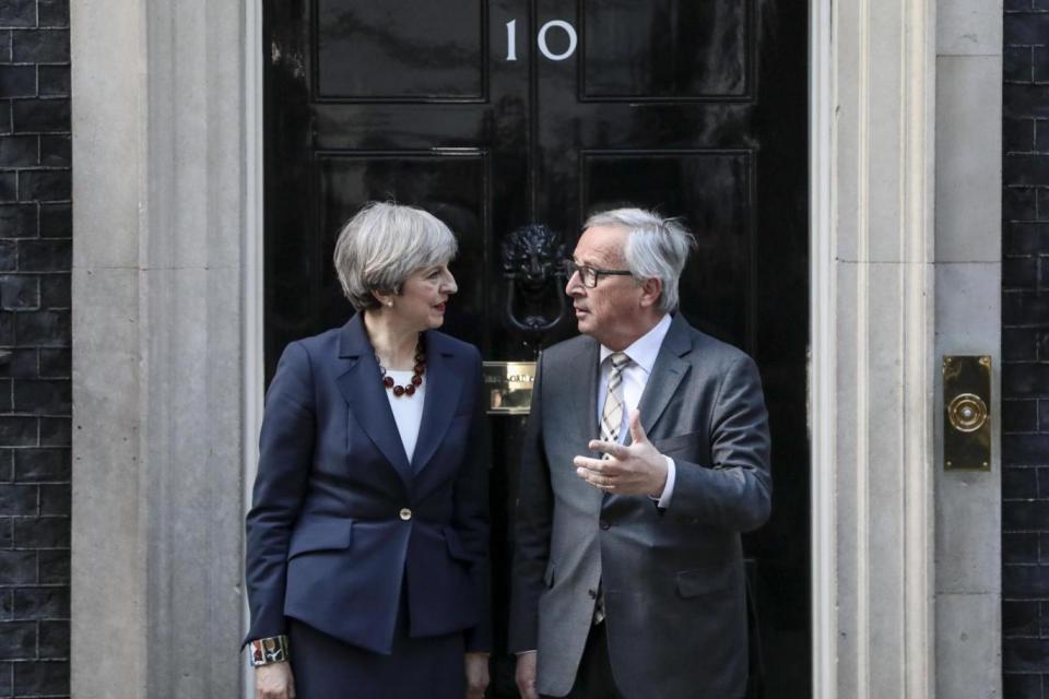 The PM and European Commission president Jean-Claude Juncker in April this year. (Bloomberg via Getty Images)