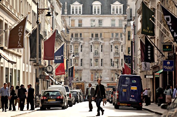 Wealth managers are dotted around well-heeled parts of London like New Bond Street: Getty