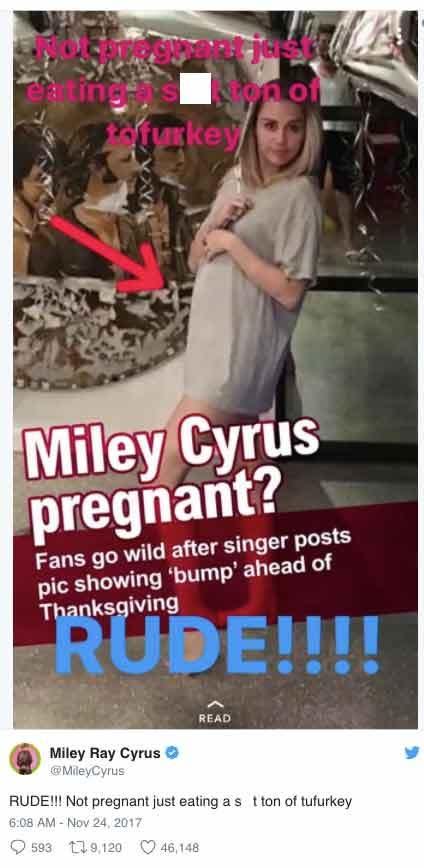 Miley epically shut down the rumours. Source: Twitter