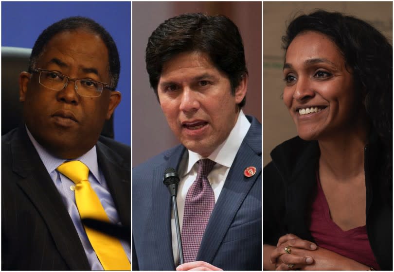 Mark Ridley-Thomas, Kevin De Leon and Nithya Raman.