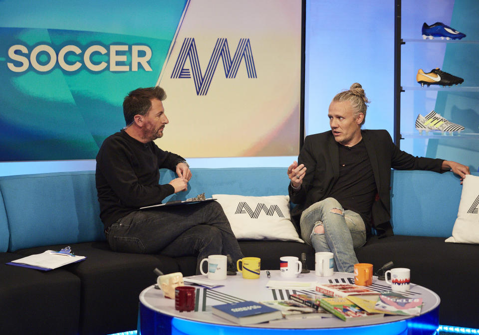 John Fendley and Jimmy Bullard host Soccer AM. (Sky)