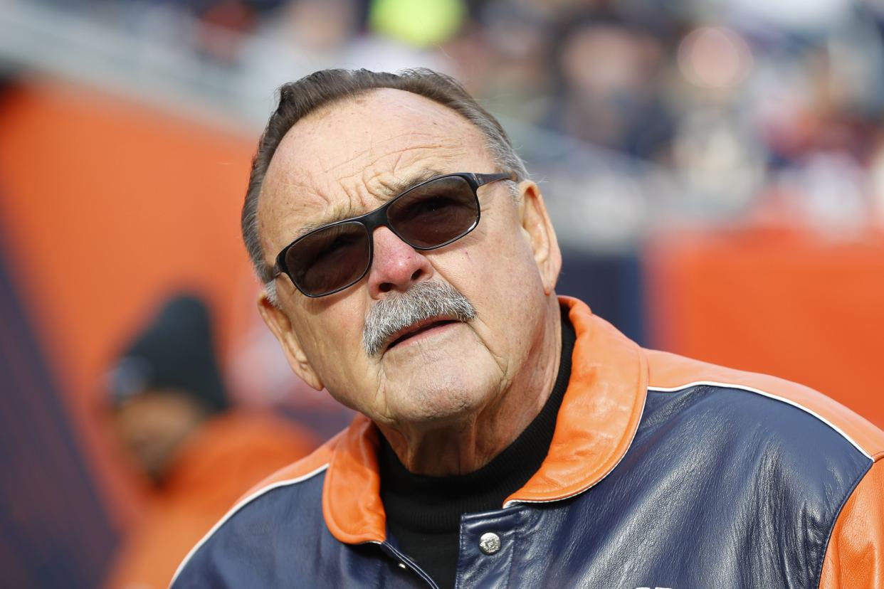 Former Chicago Bears linebacker Dick Butkus watches during a game against the Giants in Chicago on Nov. 24, 2019. 