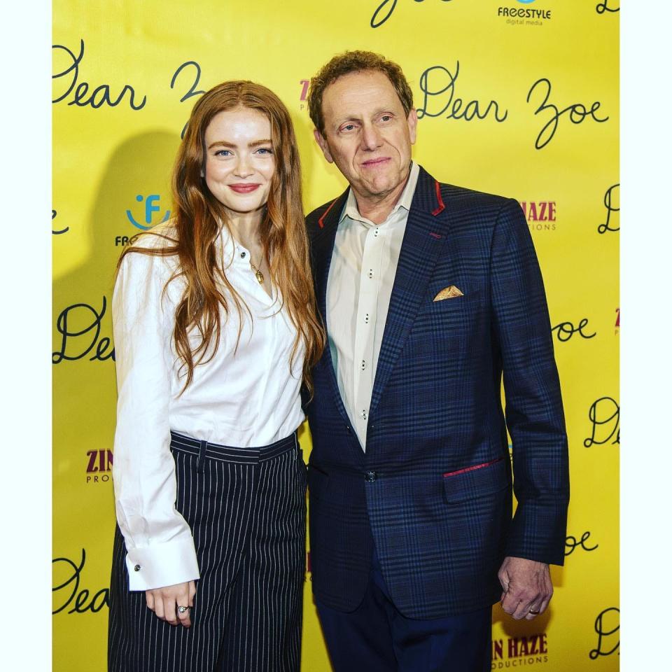 Sadie Sink, star of "Dear Zoe," appears on the red carpet with the film's co-producer, Marc Lhormer, at the world premiere Nov. 2 in Pittsburgh.