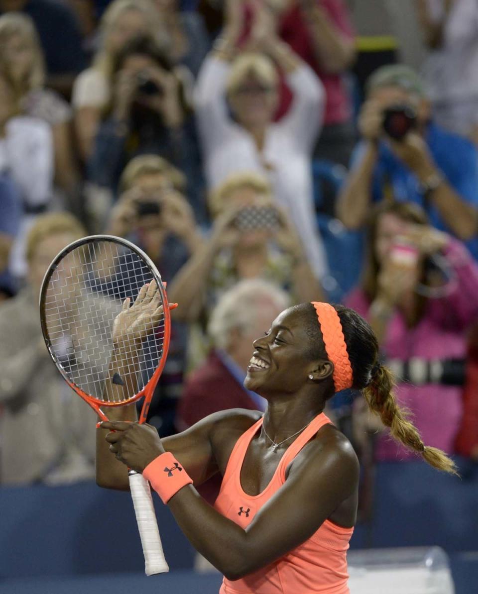 Sloane Stephens, from the United States, upset third seed Maria Sharapova, from Russia in a match at the Western & Southern Open tennis tournament, Tuesday, August 13, 2013, in Mason, Ohio. (AP Photo/Michael E. Keating)