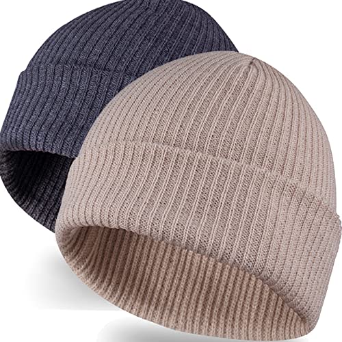 LAKIBOLE Beanie Hats for Men Slouchy Beanies for Men Knitted Caps Women Teen (Dark Gray&Beige)