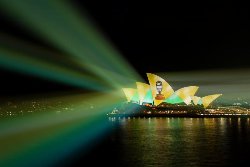 Ashes Celebrations Projected on the Sydney Opera House