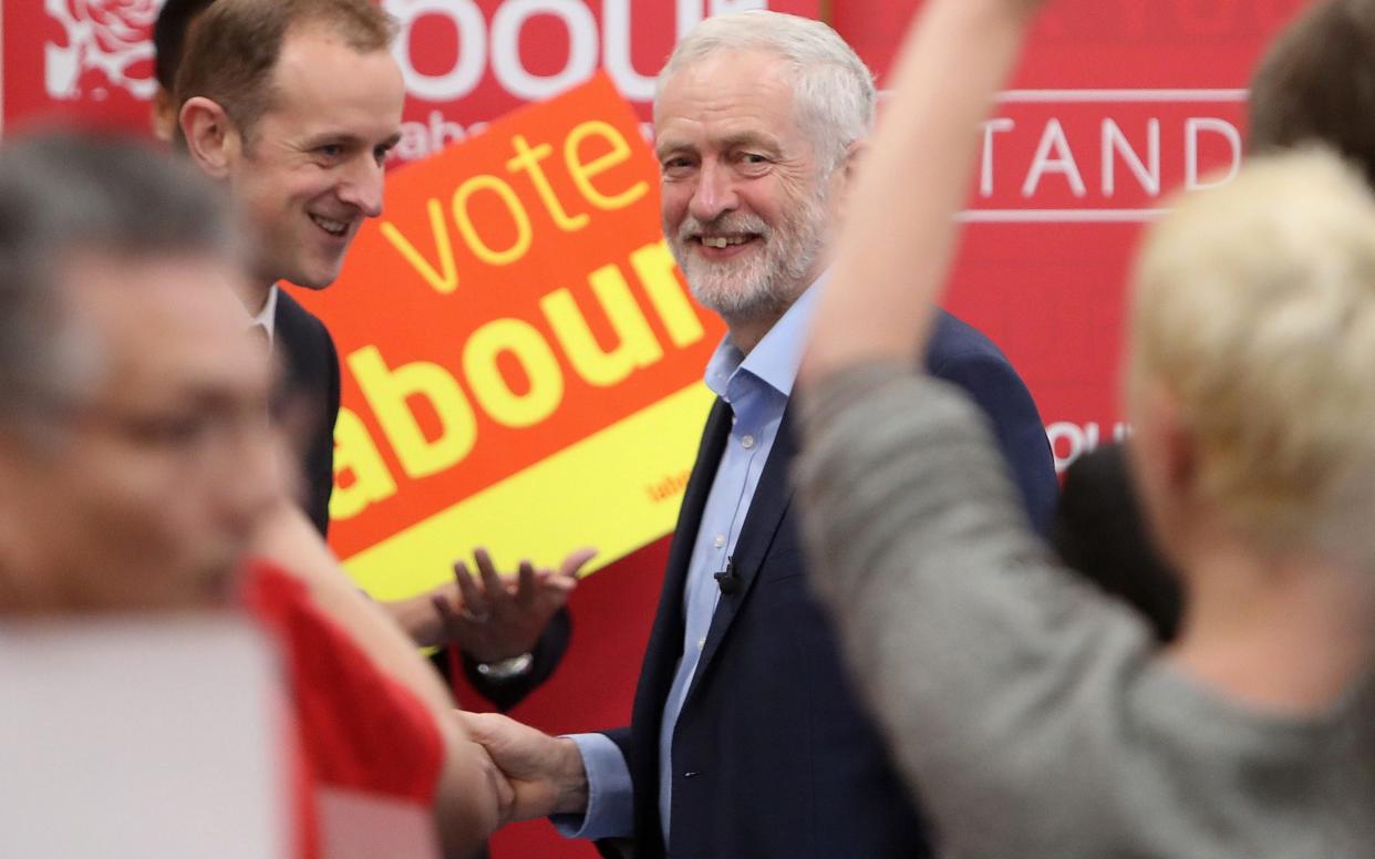 Labour leader Jeremy Corbyn after delivering a stump speech at the Central Community Centre in Swindon, during Labour's election campaign - PA