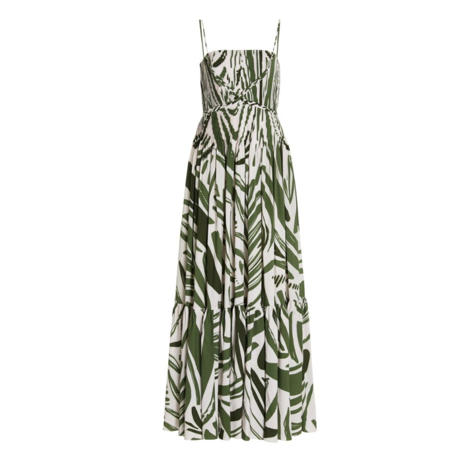 Kalal Pintucked Abstract-Print Crepe Maxi Dress