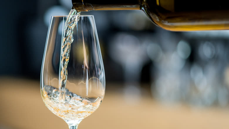 Wine cascading into a glass