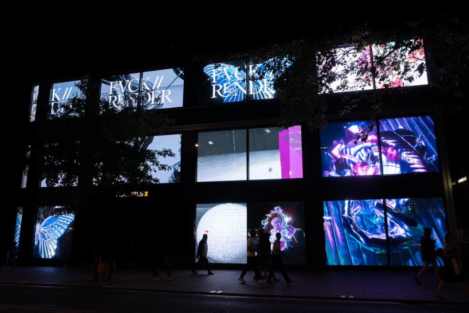 The open-air gallery in Oxford Street showing work by digital artist FVCKRENDER (Jo Brooks/FVCKRENDER/W1CURATES)