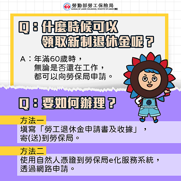 ▼只要年滿60歲都可以申請新制退休金，不管是否還在工作。（圖／翻攝自勞工保險局）