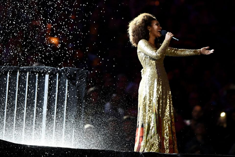 <p>Singer Mariene de Castro performs during the Closing Ceremony on Day 16 of the Rio 2016 Olympic Games at Maracana Stadium on August 21, 2016 in Rio de Janeiro, Brazil. (Photo by David Ramos/Getty Images) </p>