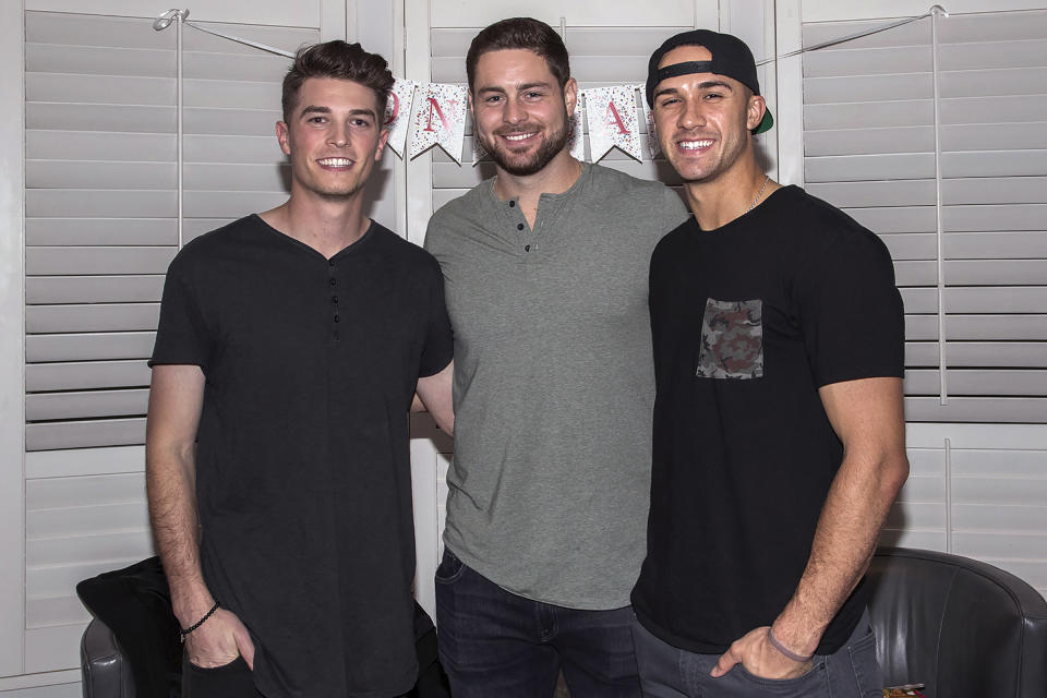 This photo provided by Eric Dearborn shows, from left, Max Fried, Lucas Giolito and Jack Flaherty in 2018. Fried, Giolito and Flaherty were teammates nine years ago at Harvard-Westlake, a prestigious prep school in Los Angeles. On Thursday, April 1, 2021, all three will be opening day starting pitchers in the major leagues. (Eric Dearborn via AP)