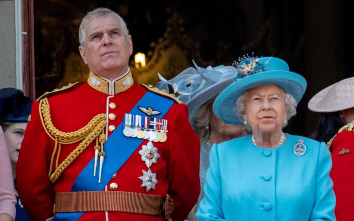 The Duke of York and the Queen during the Trooping of the Colour in 2018. Prince Andrew has agreed to no longer use his HRH title in any official capacity - Mark Cuthbert 