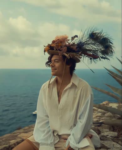 <p>Harry Styles/ YouTube</p> Harry Styles in "Golden" music video.
