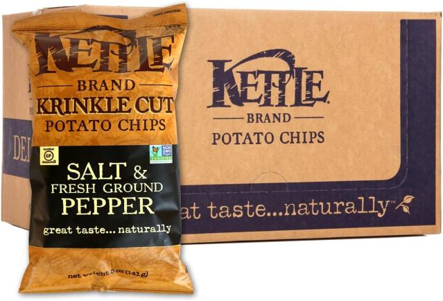 Kettle Brand Krinkle Cut Salt & Fresh Ground Pepper Potato Chips - 24 count