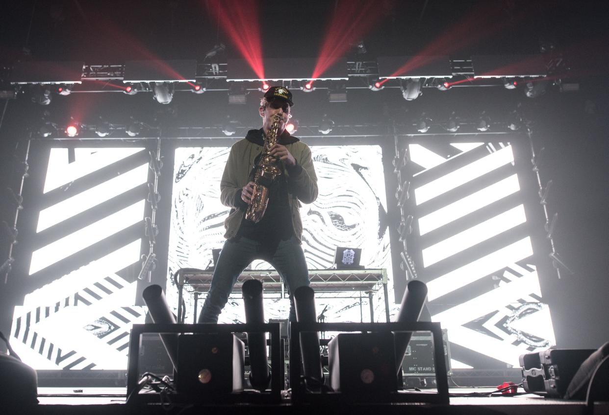 Griz is shown performing at the Wisconsin Center for Jawbreaker Festival's first night Saturday on Oct. 27, 2018. The EDM star has offered to reimburse any fans issued citations at his Triple Rainbow festival at Alpine Valley Music Theatre in East Troy Sept. 16 and 17. The venue has also apologized on social media to campers who had a "less than optimal experience."