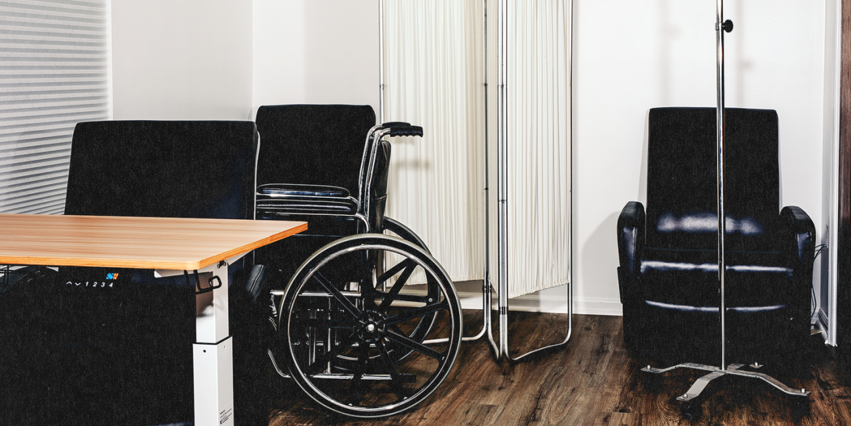 wheelchairs in empty office