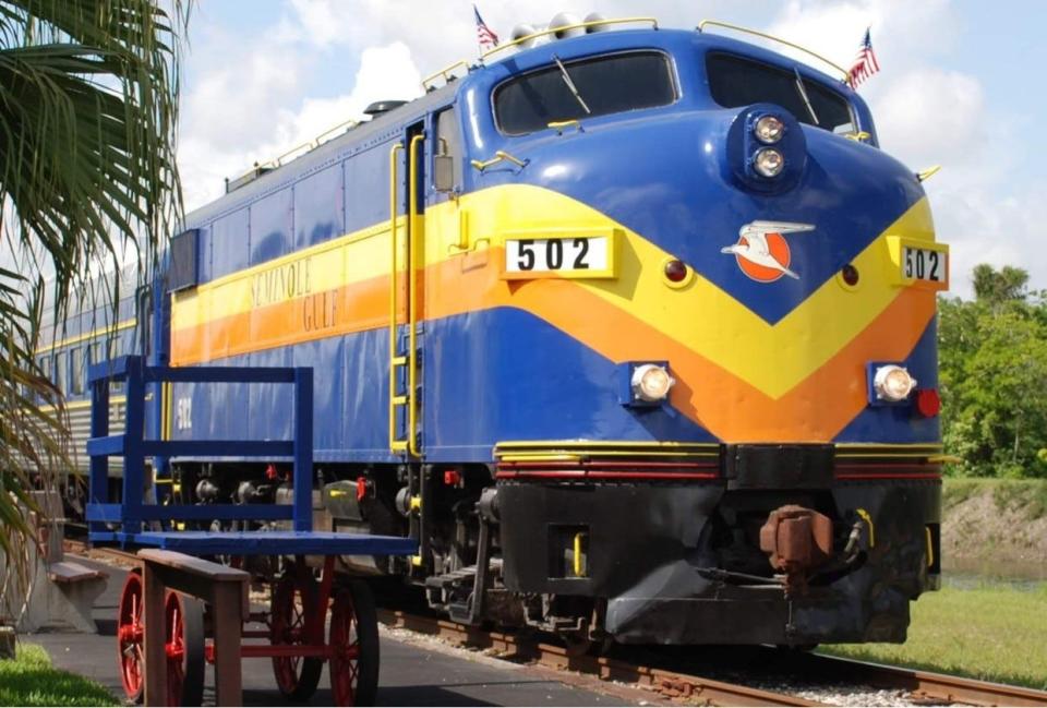 The Fort Myers Murder Mystery Dinner Train travels on the Seminole Gulf Railway. The dinner theater is currently on hiatus due to damage caused by Hurricane Ian on Sept. 28, 2022.