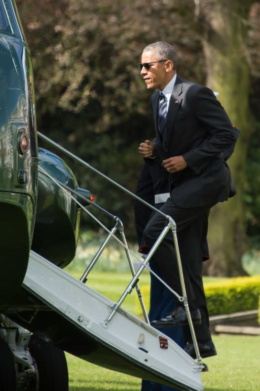 US President Barack Obama left London on April 24, 2016 to head for Germany