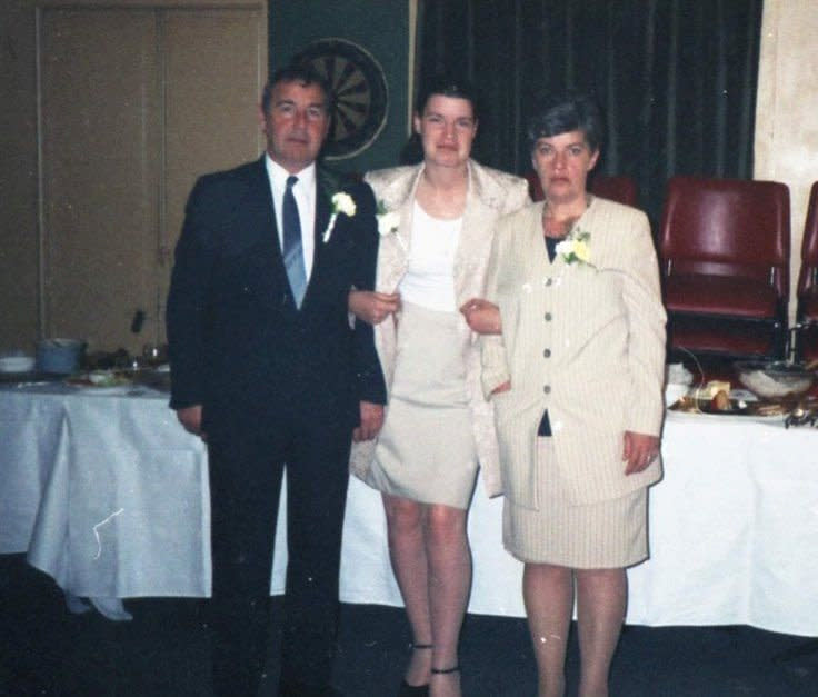 Fred, Lisa and their daughter Sandra at a wedding in 1998. (SWNS)