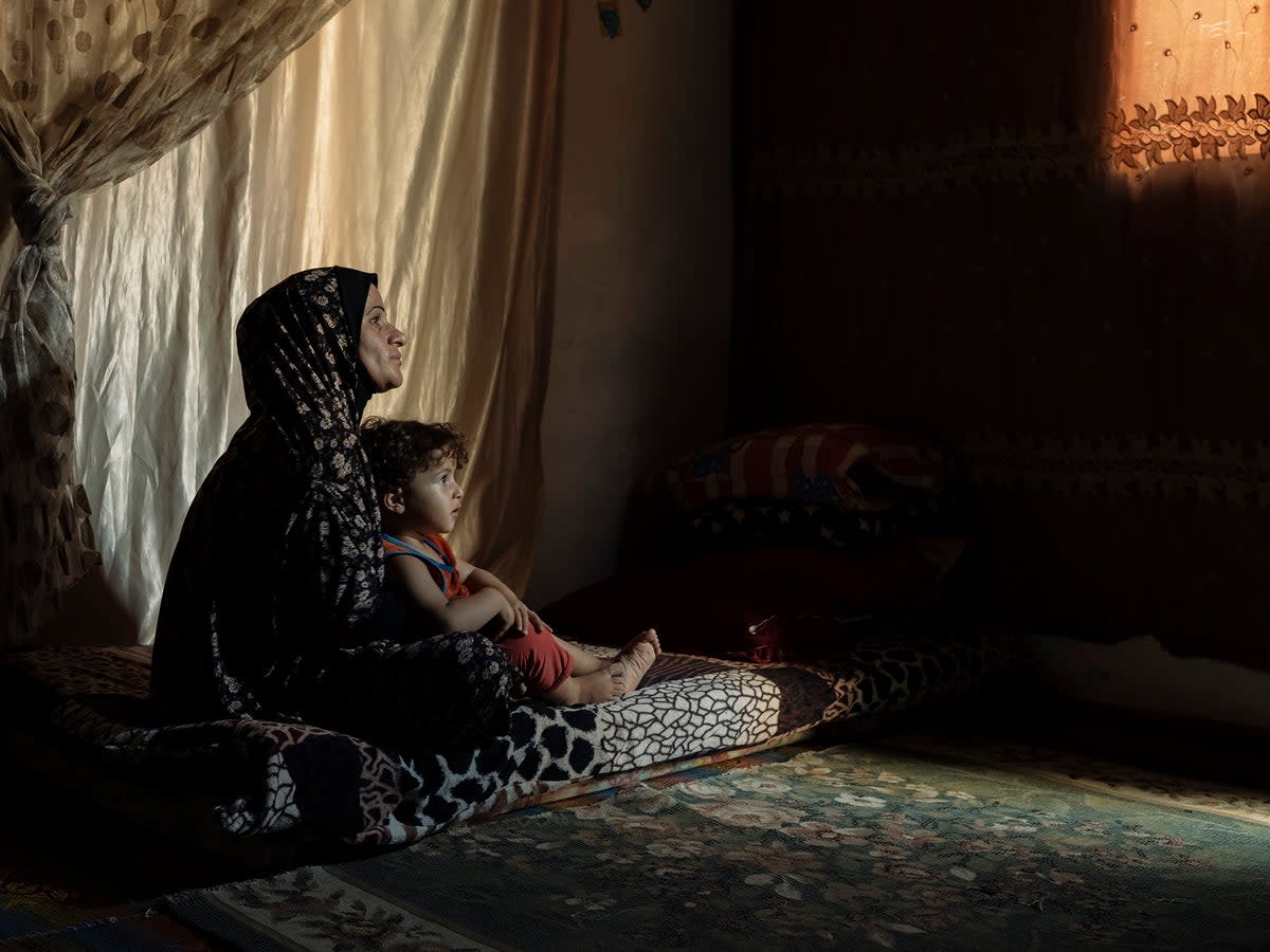 Enas’s family of 10 live in a settlement near Beit Hanoun. Their electricity access varies from four to eight hours each day (Paddy Dowling)