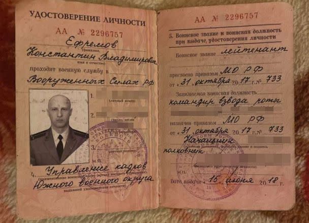 PHOTO: Konstantin Yefremov's military identification. (Konstantin Yefremov)