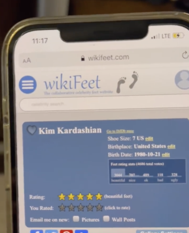 Kim Kardashian Was Very Excited To Learn That Her WikiFeet Profile Boasts  Five Stars