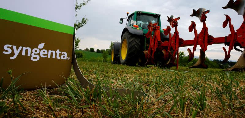 FILE PHOTO: Logo of Swiss agrochemicals maker Syngenta in Geispitzen