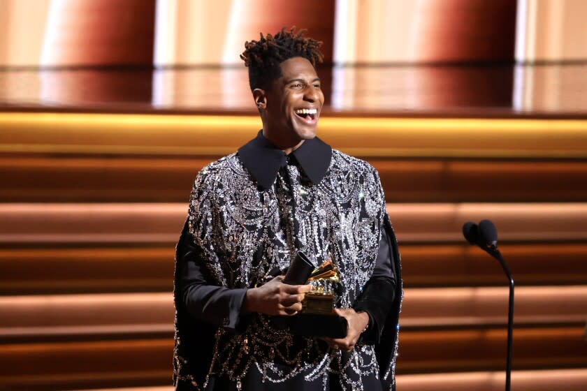 LAS VEGAS, NEVADA - APRIL 03: Jon Batiste accepts the Album of the Year award for "We Are" onstage during the 64th Annual GRAMMY Awards at MGM Grand Garden Arena on April 03, 2022 in Las Vegas, Nevada. (Photo by Matt Winkelmeyer/Getty Images)