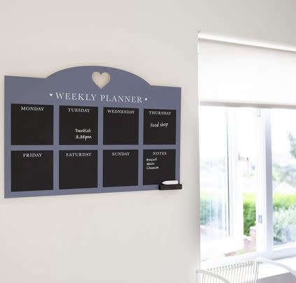 Organise the week with this chalkboard planner that hangs on the wall